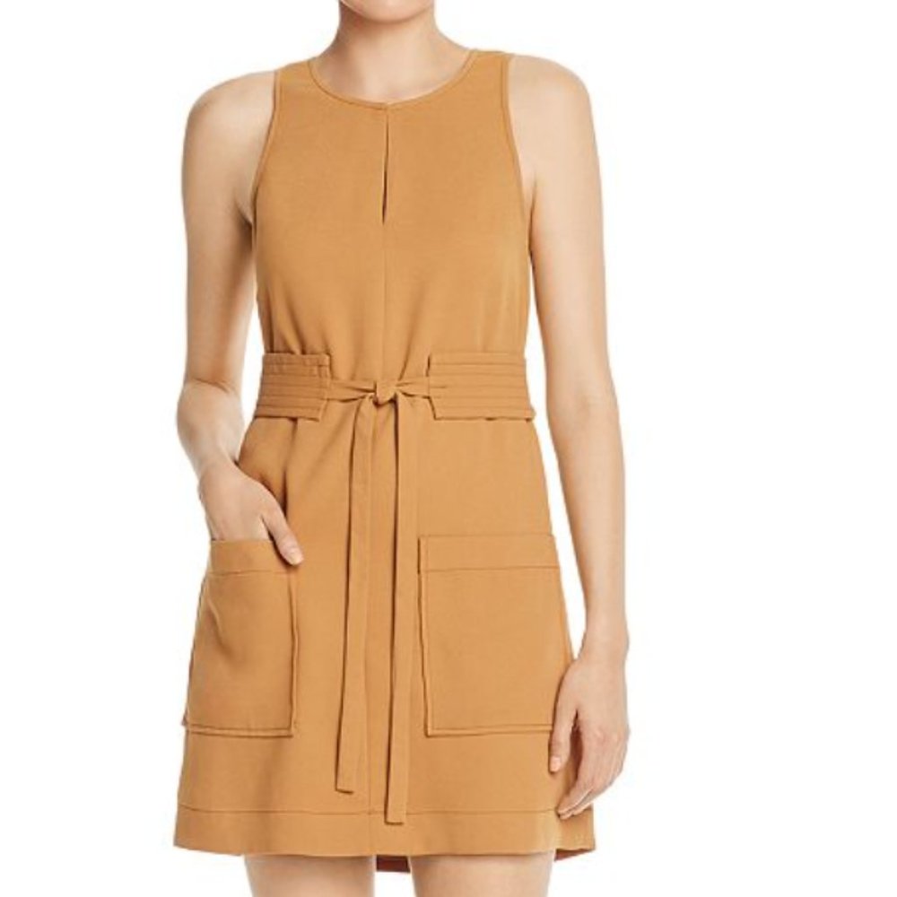 Joie Belted Dress - XS - Camel/Rust Brown